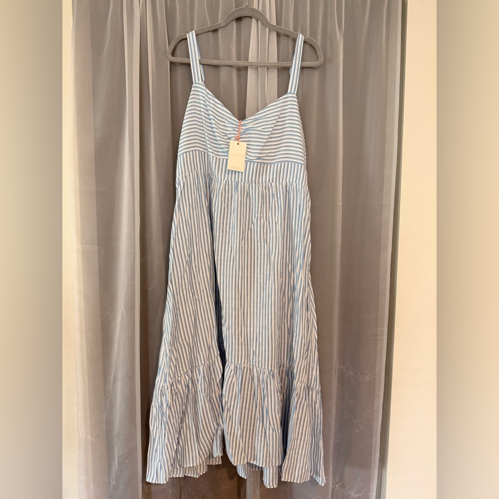 Skies Are Blue - Striped Dress in Blue and White